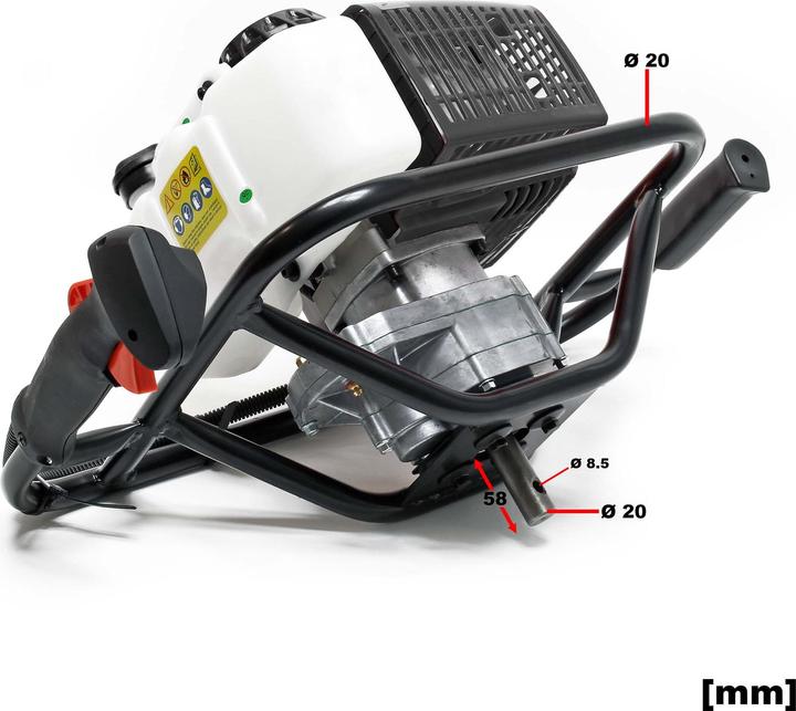 Image du produit Wiltec Tarière thermique en Set 3 CV 63,3 ccm Moteur à 2 temps Foret de Ø200mm Perceuse