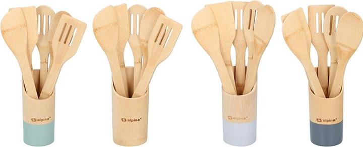 Actual product image alpina - 5er-Set Kochutensilien aus Bambus mit Ständer (grau)