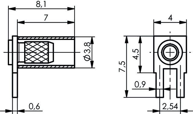 Actual product image Telegärtner Cable angle connector G07 for printed circuits, 2 solder terminals, Au, D0603, Z56, G07 (RG-316/U)