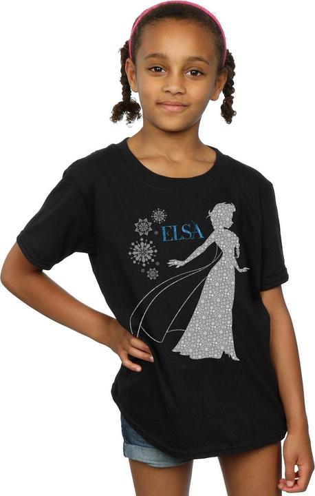 Actual product image Disney Girls Frozen Elsa Christmas Silhouette Cotton T-Shirt (152, 158)
