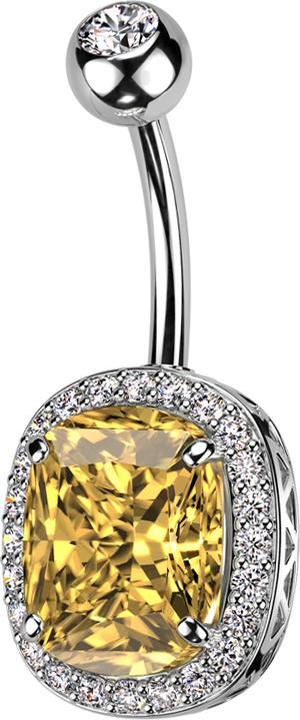 Immagine prodotto Star Piercing Banana argento con cristallo a sfera argento e cristallo grande giallo (Ottone, Acciaio chirurgico 316L)