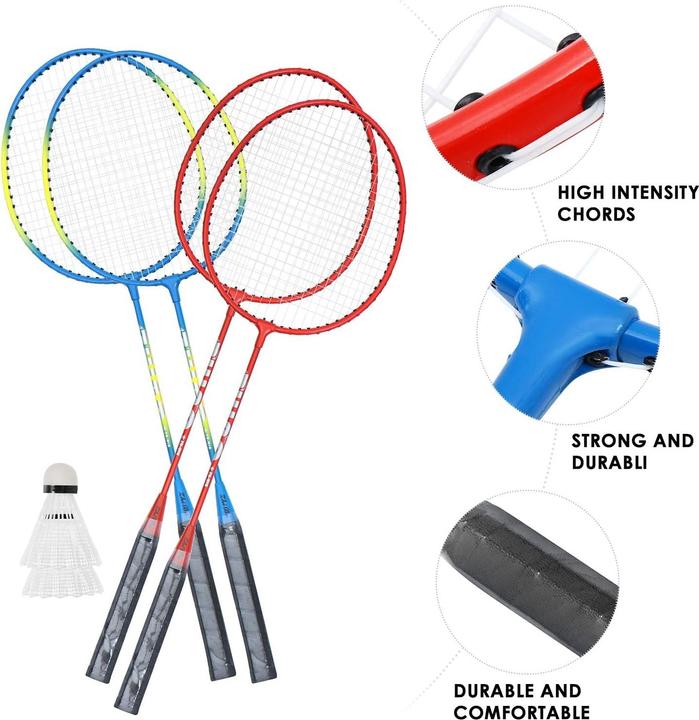 Image du produit Splash & Fun Kit de badminton avec filet et volants en plumes