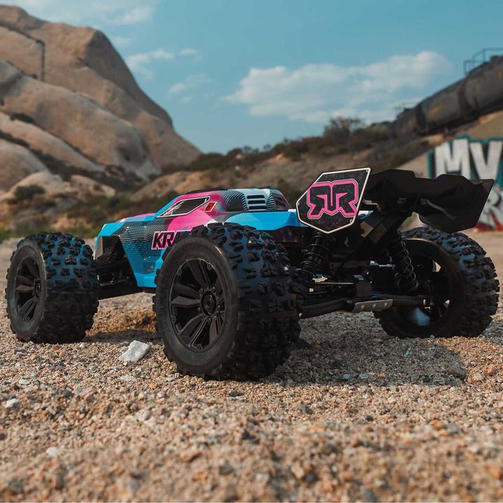 Image du produit Arrma KRATON 6S V6 4X4 1/8 BLX Brushless Speed Monster Truck RTR, Blau/Pink (RTR Prêt à fonctionner)