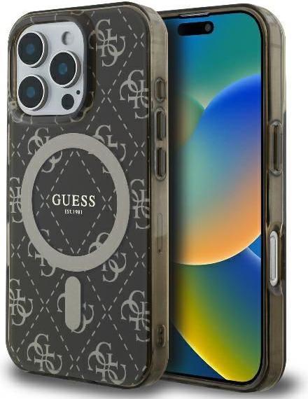 Actual product image Guess GUHMP16LH4DTEW iPhone 16 Pro 6.3" brązowy/brown hardcase IML 4G Background MagSafe (Apple iPhone 16 Pro)