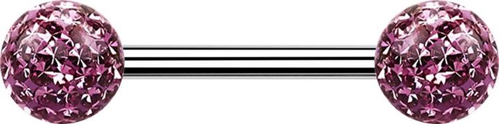Produktbild Star Piercing Barbell silber mit zwei Kristall Kugeln hellviolett Epoxy Schutzschicht (Chirurgenstahl 316L)
