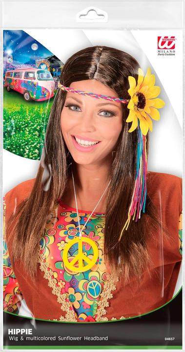 Immagine prodotto Widmann Parrucca hippie marrone per donna con fascia a fiori (Taglia unica)