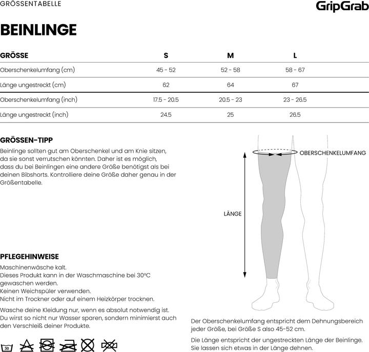 Nährwerte und Zutaten GripGrab AquaRepel 2 Water-Resistant Beinlinge (S)