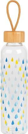 CM06991 Raindrops Glass Bottle 550 ml with Bamboo Lid (0.55 l)