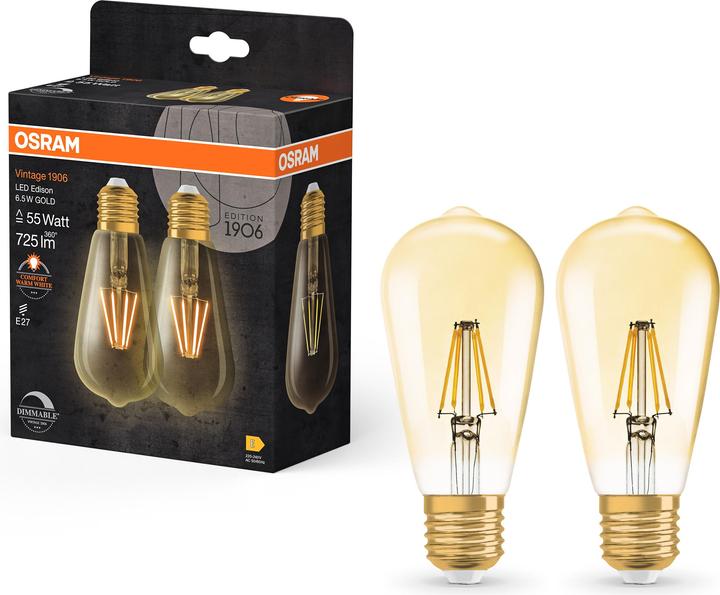 Produktbild Osram Vintage 1906 (E27, 6.50 W, 725 lm, 2 x, E)