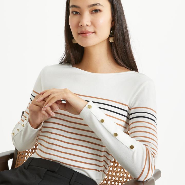 Actual product image Anne Weyburn Striped round neck shirt with long sleeves (40)