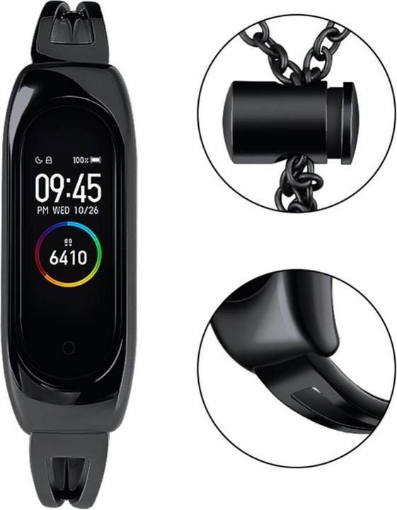Actual product image Hurtel Replacement metal band bracelet strap for Xiaomi Mi Band 6 / 5 / 4 / 3 black (Stainless steel)