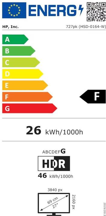 Energy Label HP 727pk Docking Display (3840 x 2160 Pixels, 27")
