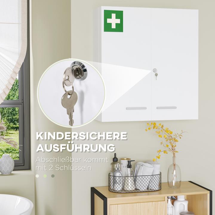Actual product image Kleankin Medicine cabinet with 2 doors and lock (55 x 18 x 60 cm)