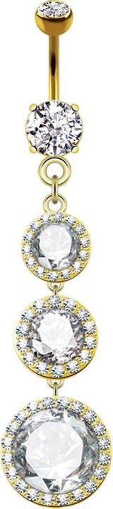 Immagine prodotto Star Piercing Banana placcata oro 14k con due sfere di cristallo ciondolo in argento tre gocce di cristallo (Acciaio chirurgico 316L, Ottone)