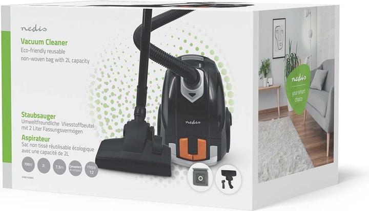 Produktbild Nedis Staubsauger mit Beutel | Mit Beutel | 700 W | Staubkapazität: 2.0 l | Kombi-Bürste | Aktionsra