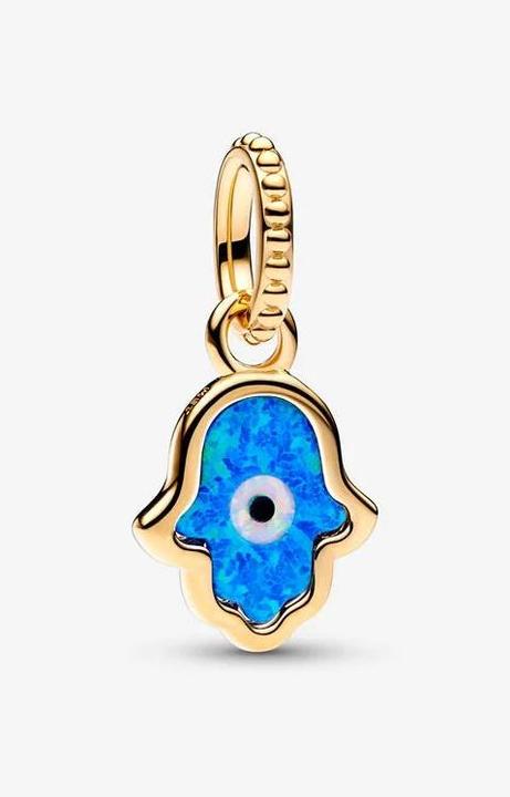 Immagine prodotto Pandora Ciondolo Mano di Fatima blu iridescente (Metallo placcato oro giallo)