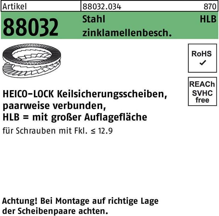 Heico Wedge lock washer R 88032 HLB-20 steel zinc flake coated wide