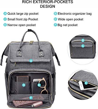 Image du produit Only-Bags.Store Laptop Backpack 17 Inch, Waterproof Backpacks Students with Handle USB Charging Port, Large