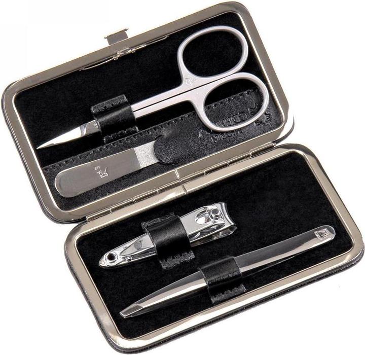 Sacher TF100R.0104 - Set di 4 pezzi per manicure in pelle nera