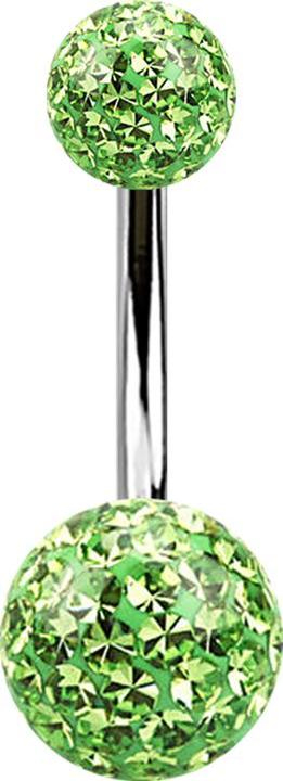 Actual product image Star Piercing Banana silver with two crystal balls light green Epoxy protective layer (Titanium G23, without brass)