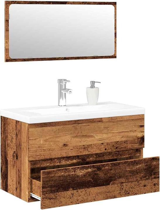 Produktbild VidaXL Badmöbel-Set Altholz-Optik Holzwerkstoff Badmöbelset Badezimmerschrank