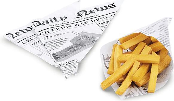 Immagine prodotto Contacto Sacchetto per patatine fritte da 18 cm in carta oleata, motivo giornale 1.000 pezzi. (1000 x)