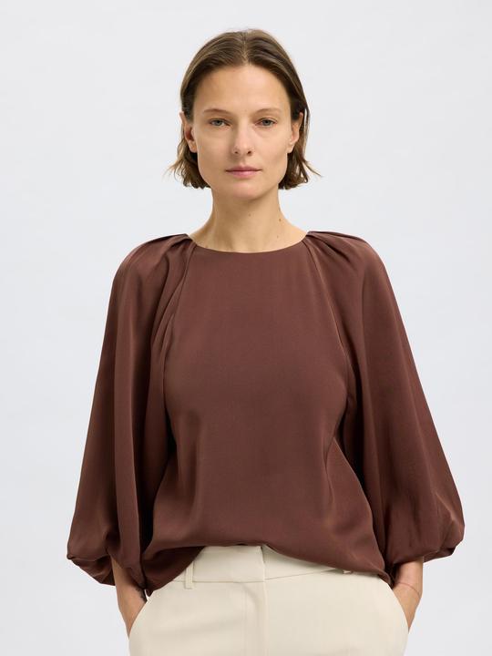 Image du produit Selected Femme Satin Bluse mit 3/4 Ärmeln (42)