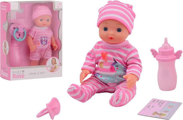 Actual product image Baby Rose Drinking and peeing baby doll, 17 cm