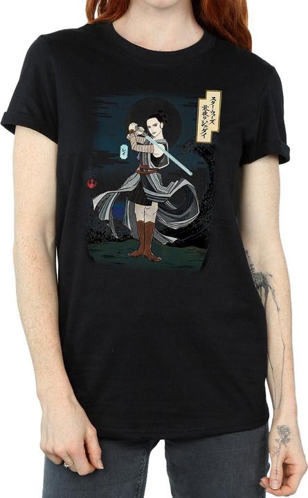 Actual product image Star Wars Womens/Ladies The Last Jedi Japanese Rey Cotton Boyfriend T-Shirt (3XL)