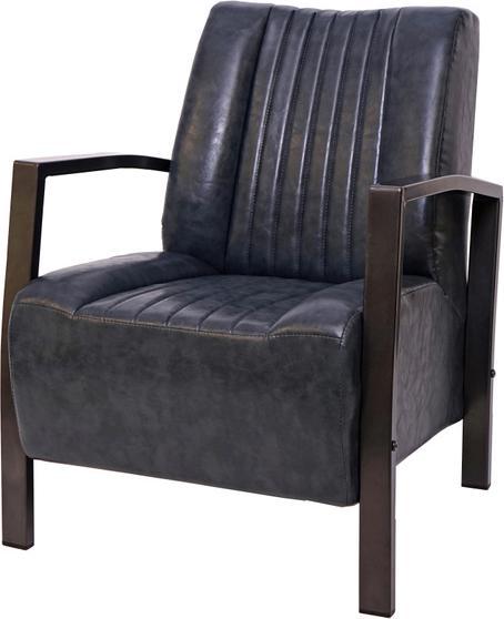 Immagine prodotto Swisshandel24 Poltrona, poltrona lounge imbottita reclinabile, design industriale in metallo - grigio vintage