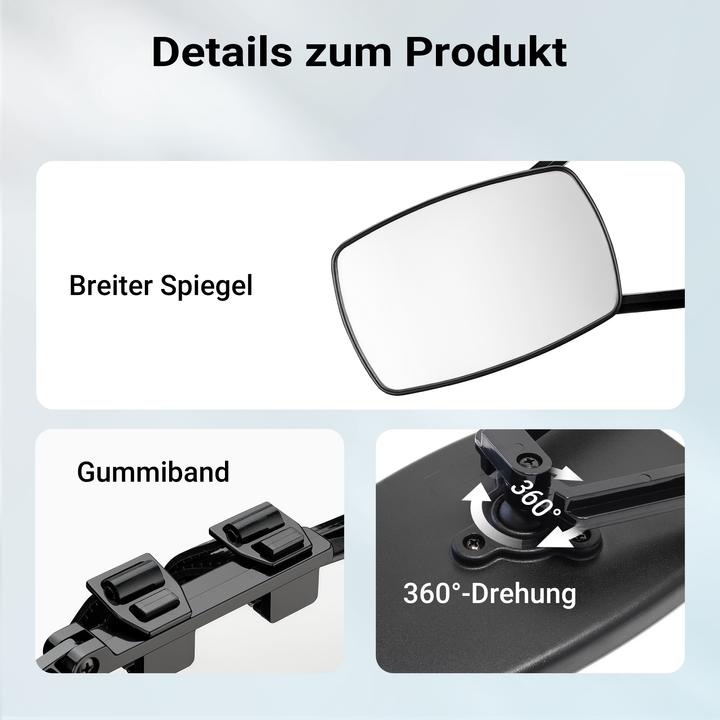 Actual product image Wiltec Universal Caravan Towing Mirror 2Pcs for Broader View in Traffic 190x120mm with Folding Mechanism