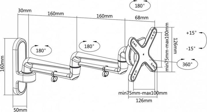 Immagine prodotto Rs Pro Kit di montaggio a parete per monitor LCD/TV, 5 giunti (Muro, 27")