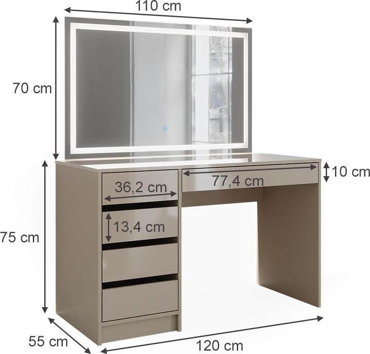 Produktbild Vicco Sherry mit Beleuchtung (120 x 75 x 55 cm)