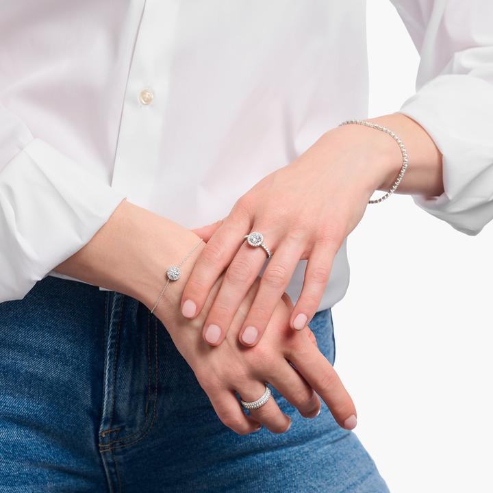 Produktbild Thomas Sabo Halo-Ring mit weissem Stein im Brillantschliff (50, 925 Silber)