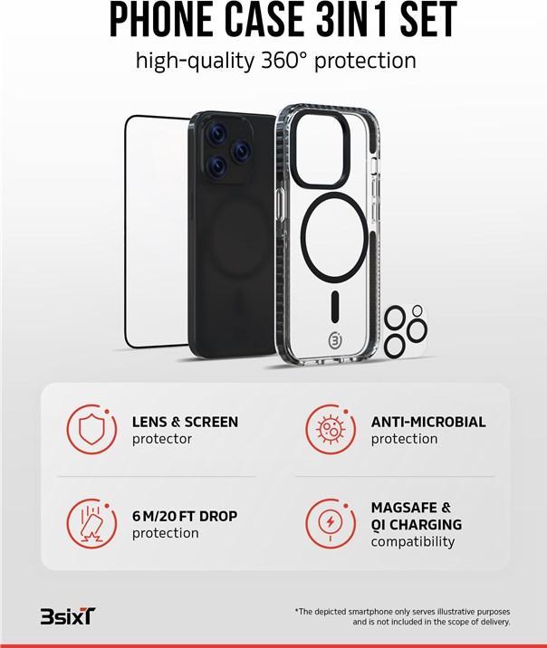 Actual product image 3Sixt Impact Zero mobile phone case 3in1 set (Apple iPhone 15 Pro Max)