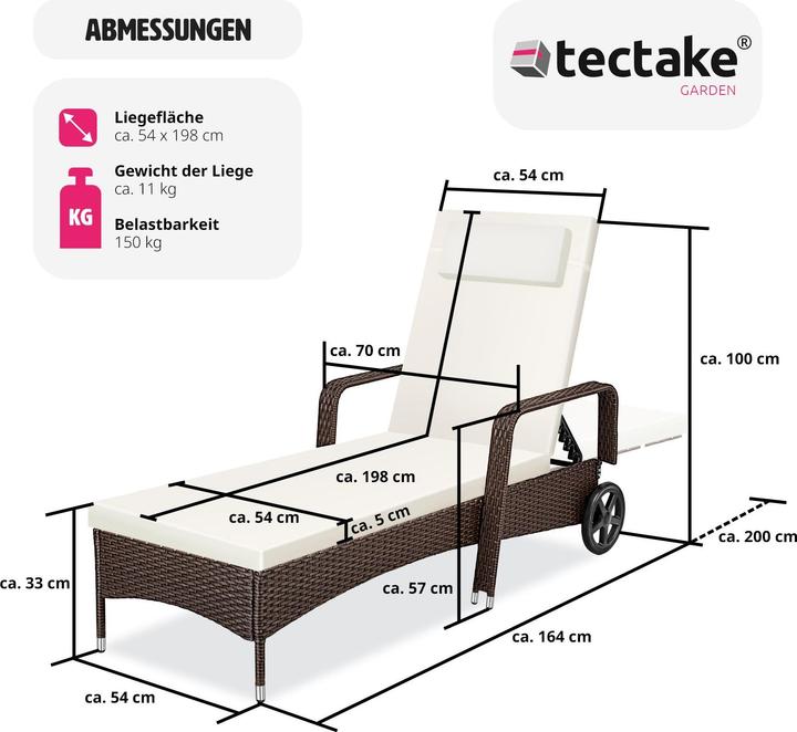 Actual product image tectake Sonnenliege (200 cm)