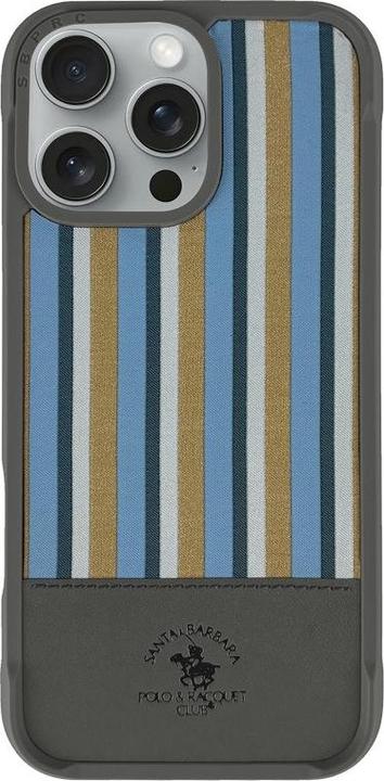 Immagine prodotto Santa Barbara iPhone 16 Pro - Polo Isaac - Premium Sommer-Etui mit Stoffdesign, Streifenmuster, Grau (Apple iPhone 16 Pro)