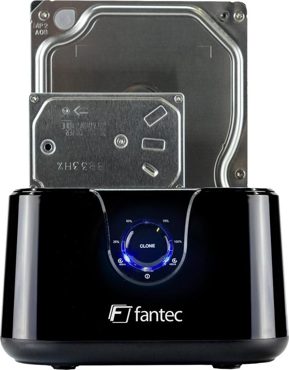 Produktbild Fantec DS-X2U3-Glanz - Bis zu 2x 6,35cm 2,5Zoll und/oder bis zu 8,89cm 2x 3,5Zoll SATA HDD Klon &... (2.5", 3.5")