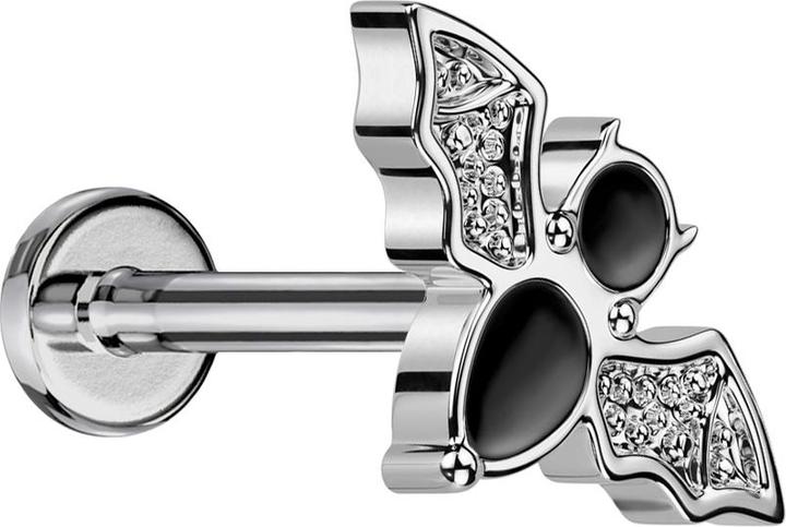 Actual product image Star Piercing Micro Threadless Labret silver Bat silver (Titanium G23, without brass)