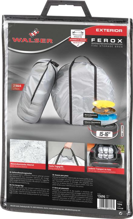 Image du produit Walser Sac de rangement pour pneus Lot de 2 taillee M, housse de protection robuste et étanche, sac à