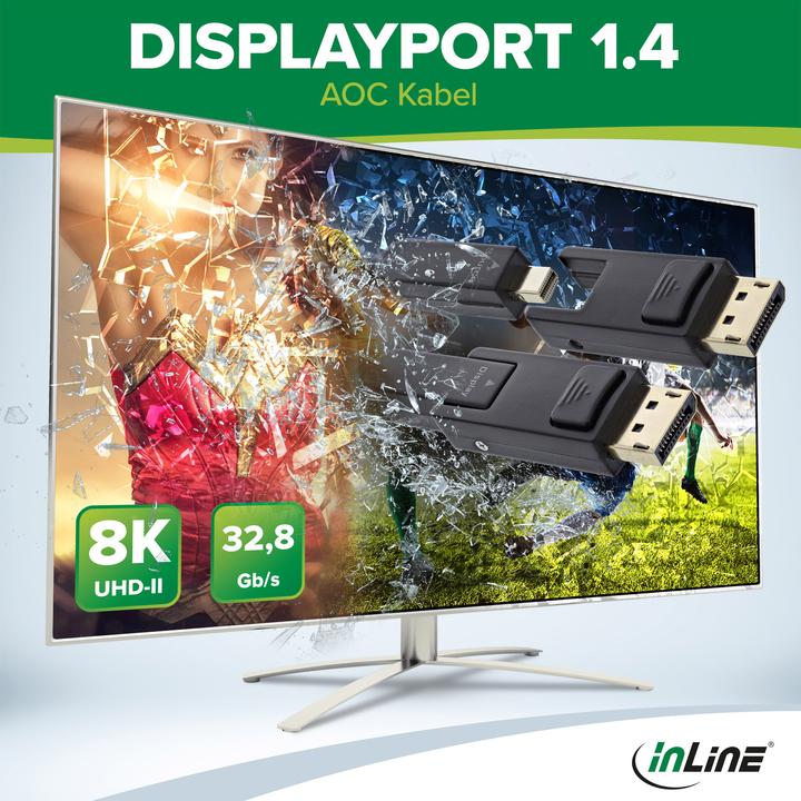 Produktbild InLine DisplayPort 1.4 AOC Kabel, 8K4K, DisplayPort Stecker abnehmbar, 40m (40 m, DisplayPort)