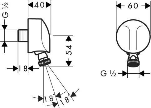 Actual product image hansgrohe HG hose connection FIXFIT E DN 15 with return flow and ball joint chrome