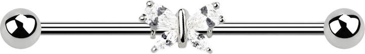 Produktbild Star Piercing Barbell silber mit Schmetterling (Chirurgenstahl 316L, Messing)