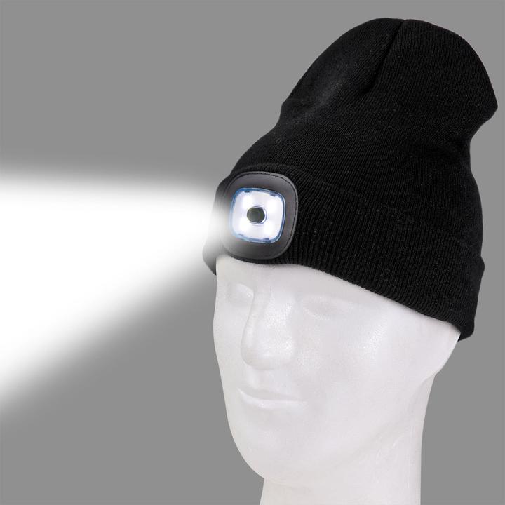 Produktbild Dema Strickmütze mit Stirnlampe Schwarz