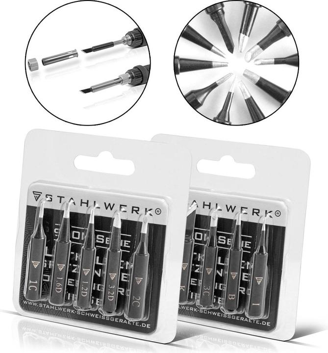 Produktbild Stahlwerk Profi Lötkolbenspitzen-Set für Lötkolben mit 900M-T System 10er Set (Lötkolben)