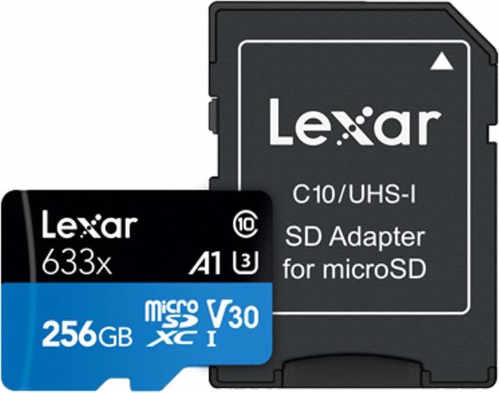 Actual product image Lexar High-Performance 633x (256 GB, microSD, U3, UHS-I)