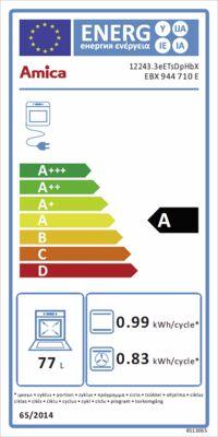 Energie-Label Amica Backofen ohne Kochfeld EBX 944 710 E Nutzvolumen 77 l