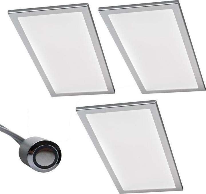 Actual product image Rolux Set of 3 LED luminaires BASSO 3x6W, stainless steel look, 3000K warm white