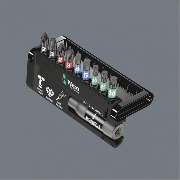 Produktbild Wera Bit-Check 10 Impaktor 1 (PH, Sechskant, TORX® BO, PZ, 1/4 in Aussensechskant)