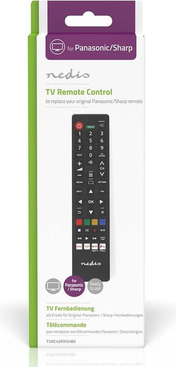Produktbild Nedis Ersatz Fernbedienung | Passend für: Panasonic / Sharp | Vorprogrammiert | 1 Gerät | Amazon Pri (Gerätespezifische Fernbedienung, Infrarot)